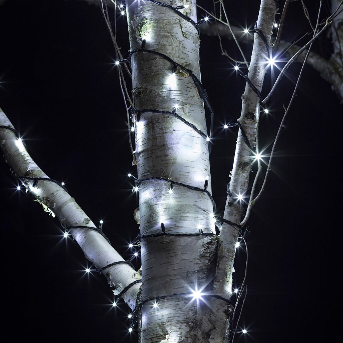40m 400er LED Lichterkette weiß koppelbar schwarzes Kabel Pro Serie