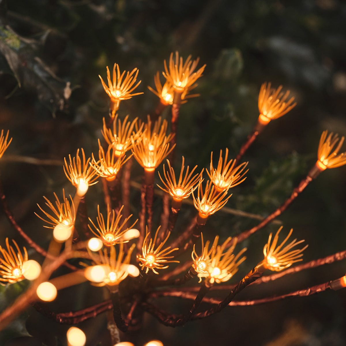 Solar-Gartenstecker Pusteblume mit 25 warmweißen LEDs Nahaufnahme Frontansicht