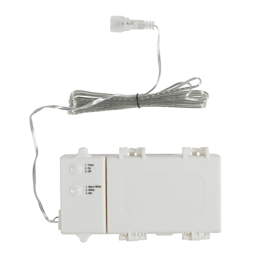 Weiße D Batteriebox mit 3 Meter Zuleitung und Anschluss für Bicolor LED Rentiere