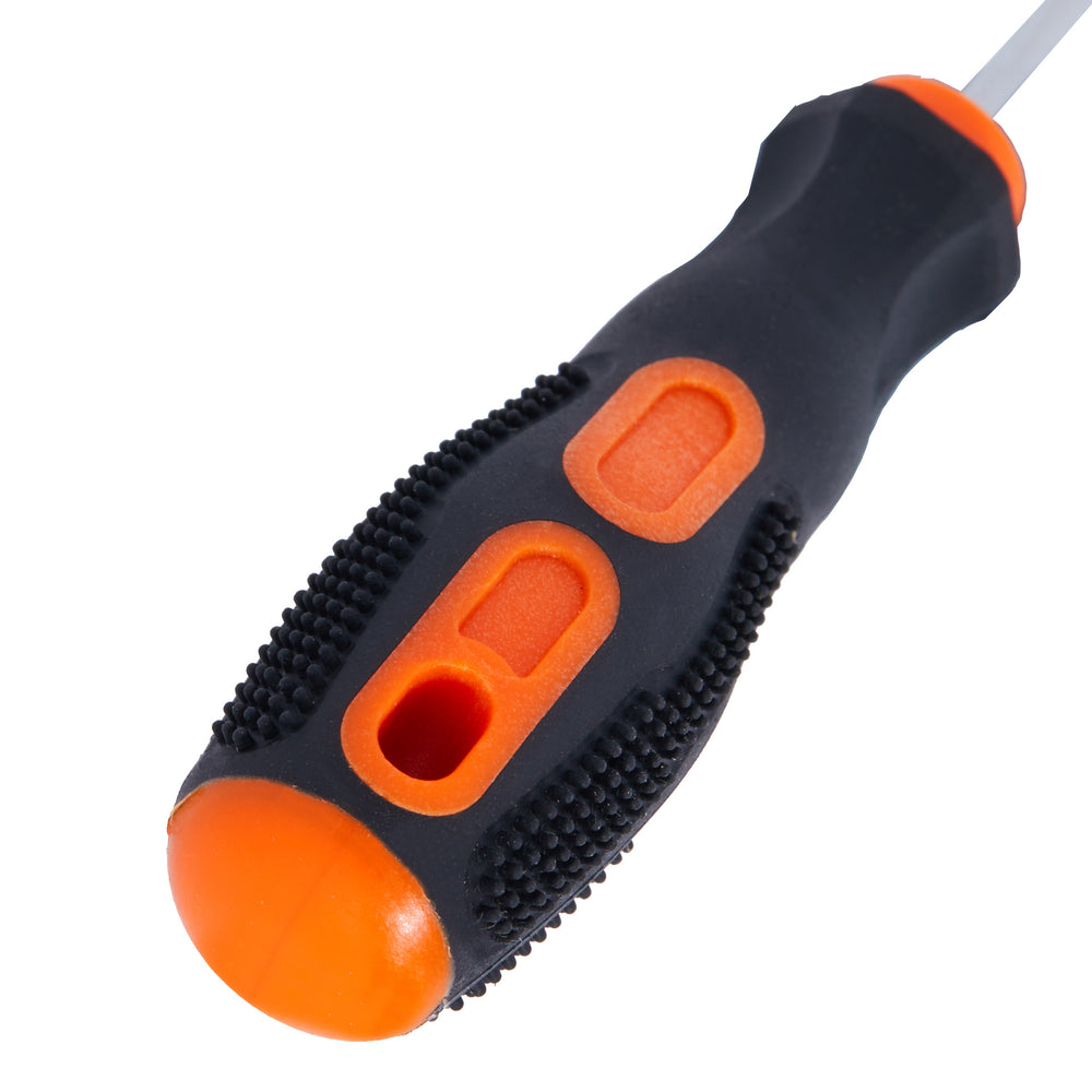 Schraubenzieher mit ergonomischem Griff in Schwarz und Orange, Nahaufnahme des Griffs